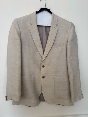 Zara Light Beige Linen-Blend Sport Coat
